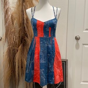 Free people Multicolored Fish Pattern Mini Dress